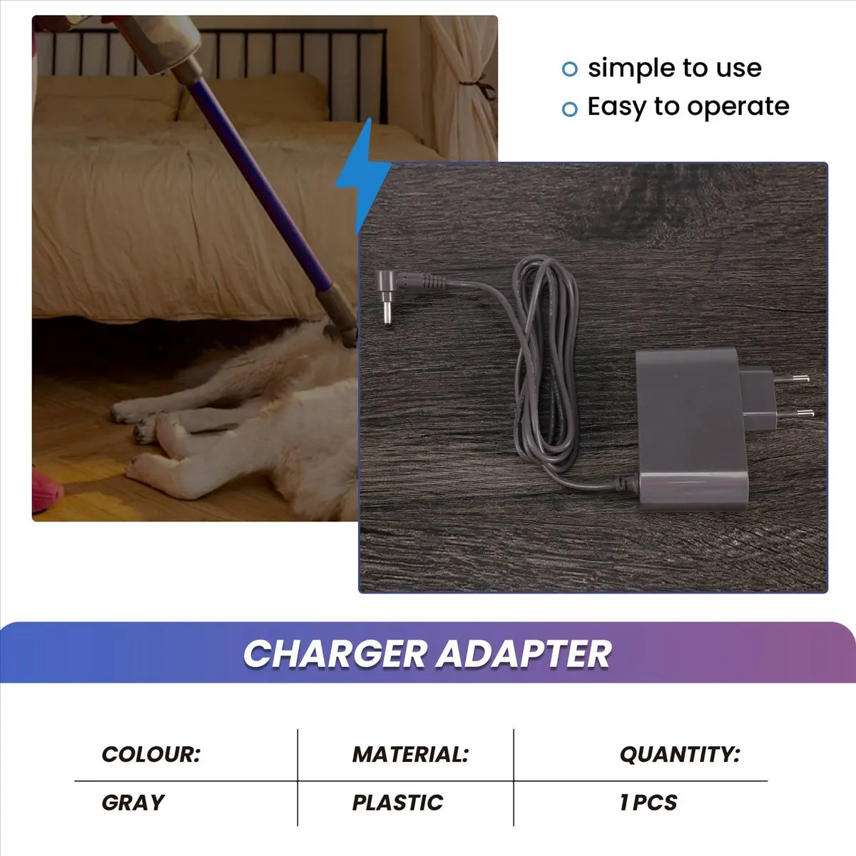 ABFS Charger for V10 V11 Vacuum Cleaner Power Cord Adapter Replaceable Parts EU Plug