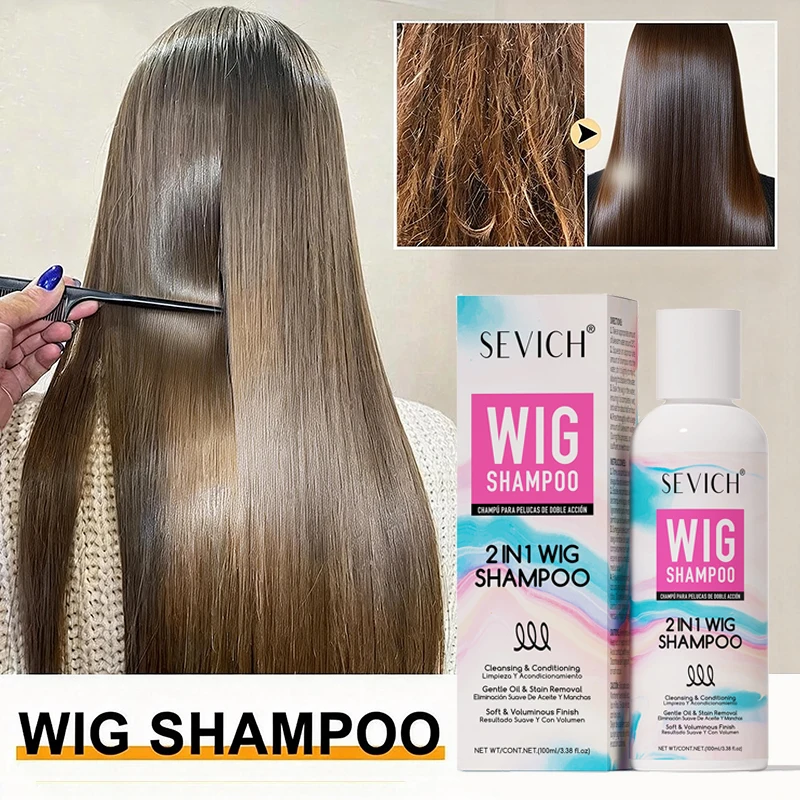 Wig Shampoo Synthetic Wig Shampoo Deep Clean Wig Care Coconut Oil Formula for Dry Hair Smooths Anti-Frizz Extends Service Wig