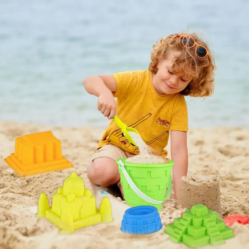 

9pcs Children Outdoor Beach Toys Fun Shovel Mold Beach Bucket Set Storage Sand Digging Tool Bucket Children Sandbeach Toys