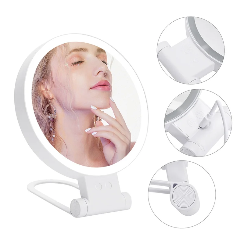 BAAN-10X Magnifying Makeup Mirror With Lights And Magnification,3 Colors Desktop LED Mirror And Vanity Mirror For Travel