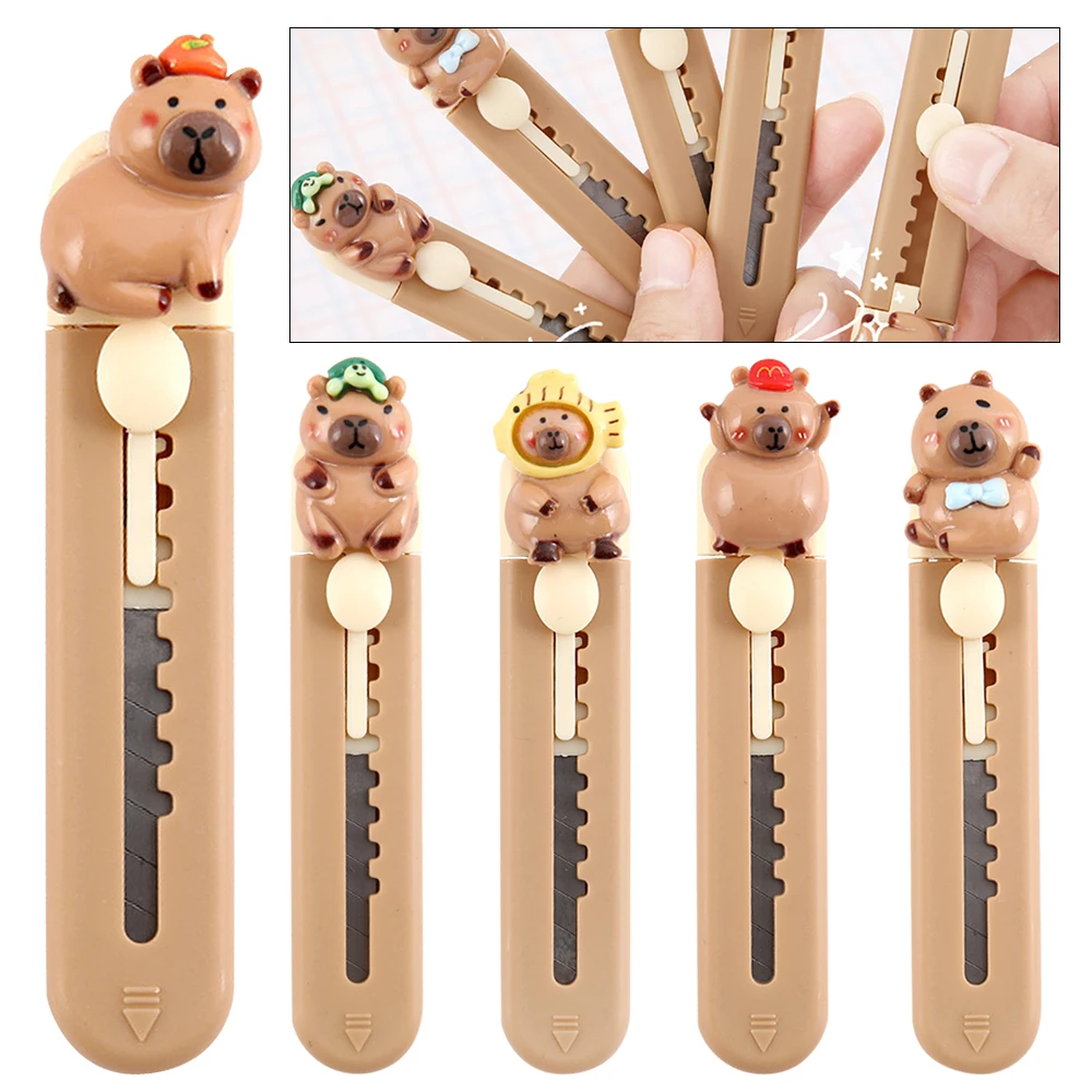 Cute Plastic Capibara Cutter Mini School forniture per ufficio strumento per il taglio della carta Cartoon retrattile Letter Opener