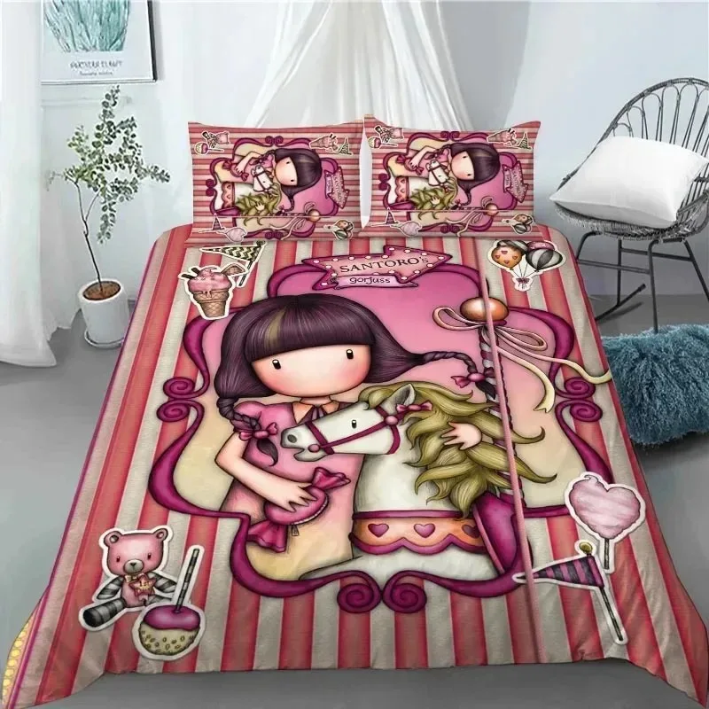 Santoro Gorjuss Anime Beautiful Girl Bedding Set Bedroom Soft Modern Bedspreads Comefortable Duvet Cover Quilt Cover Pillowcase