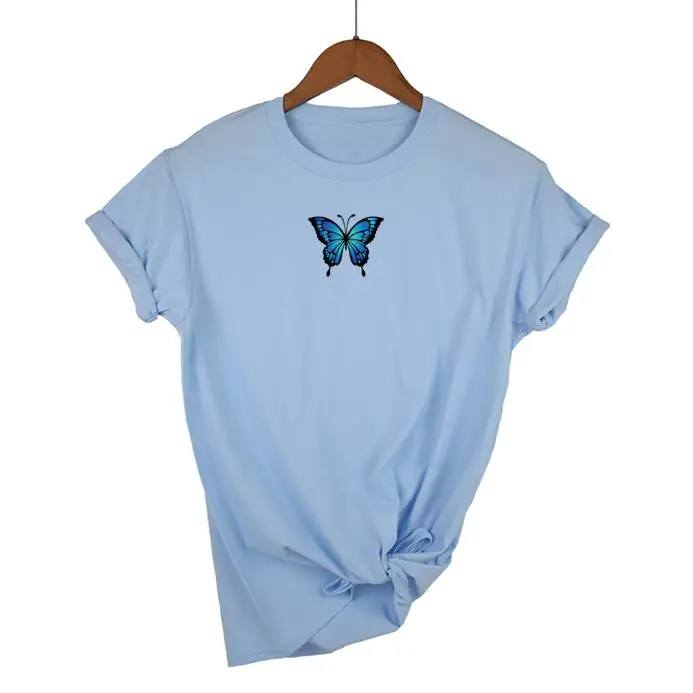 Beautiful butterfly pattern printing spring and summer hot sale T-shirt female 90s graphic T-shirt Harajuku top T-shirt cute top