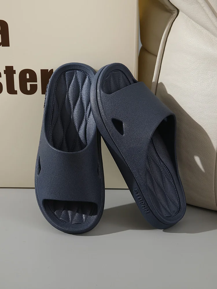 Couple Slippers Open Toe Slippers Indoor Outdoor Walk Soft Thick Soled Shower Non-Slip Solid color diamond Check Beach Slipper