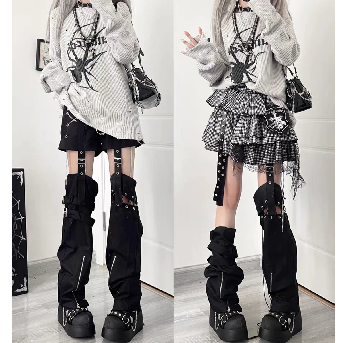 Korean 2000s Girls Kawaii Punk A-line Mini Skirt Harajuku Vintage 90s Black White Rock Cake Skirts Y2K Lace Ball Gowns Skater