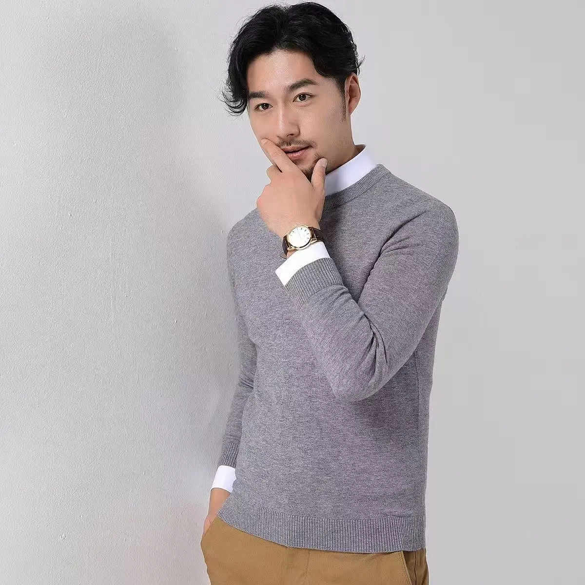 Herbst Und Winter Neue 100% Nerz Kaschmir männer Rundhals Dicken Pullover Einfarbig Casual Stricken Lose Bodenbildung Shirt