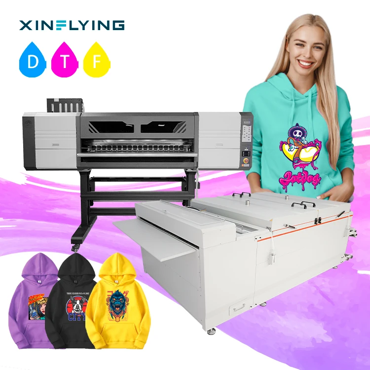 

Xinflying 1.2m dtf printer 48sqm/h print speed printing machine 8pcs i3200 heads with powder shaker and oven