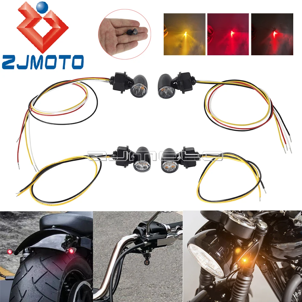 M6 Bolt Universal Motorcyle 12V Mini LED Turn Signals Rear Brake Flashing Blinker Lamp For Honda Kawasaki Harley Cruisers Suzuki