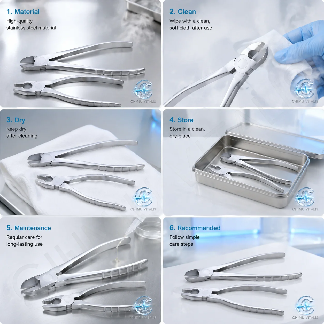 【CHIMU VITALIS】Stainless Steel Diagonal & Vise Grip Pliers, 200mm/204mm, 22mm/11mm Opening