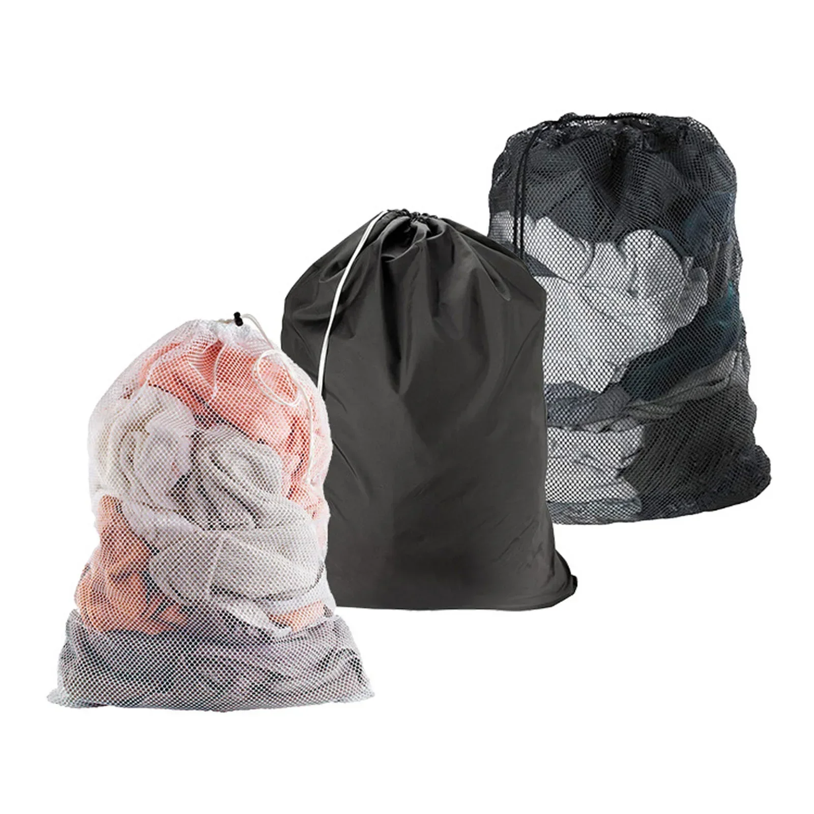 Large 60x90cm Drawstring Anti-Deform Anti-Snag Mesh Laundry Bag Washing Clothes Storage Solid Color