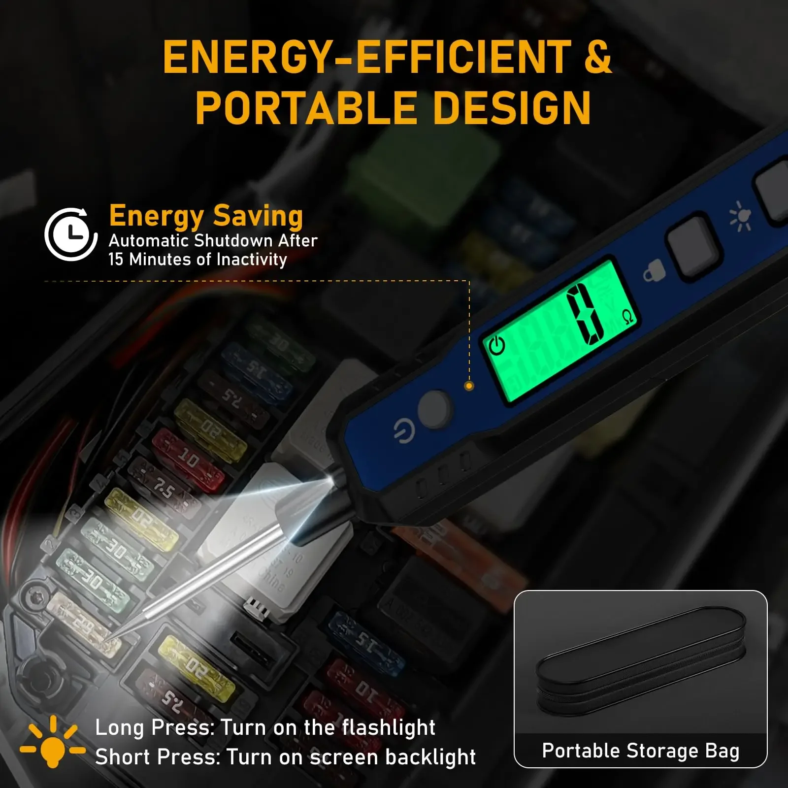 سيارة الجهد الدائرة التحقيق تستر CP03 السيارات تيار مستمر الجهد 0.8 فولت-100 فولت المقاومة اختبار رقمي مع مصباح يدوي الخلفية #5