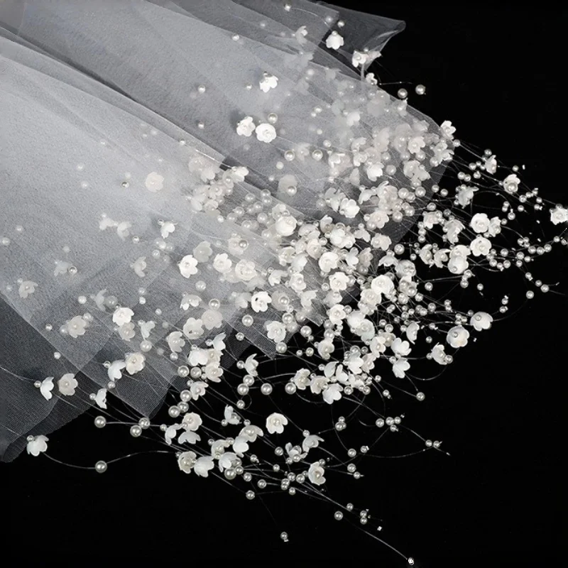 New Lily Of The Valley Tassel Veil Super Hand-Sewn Pearl Veil Fairy-Like Perfect For Brides Wedding Dresses Photo Props