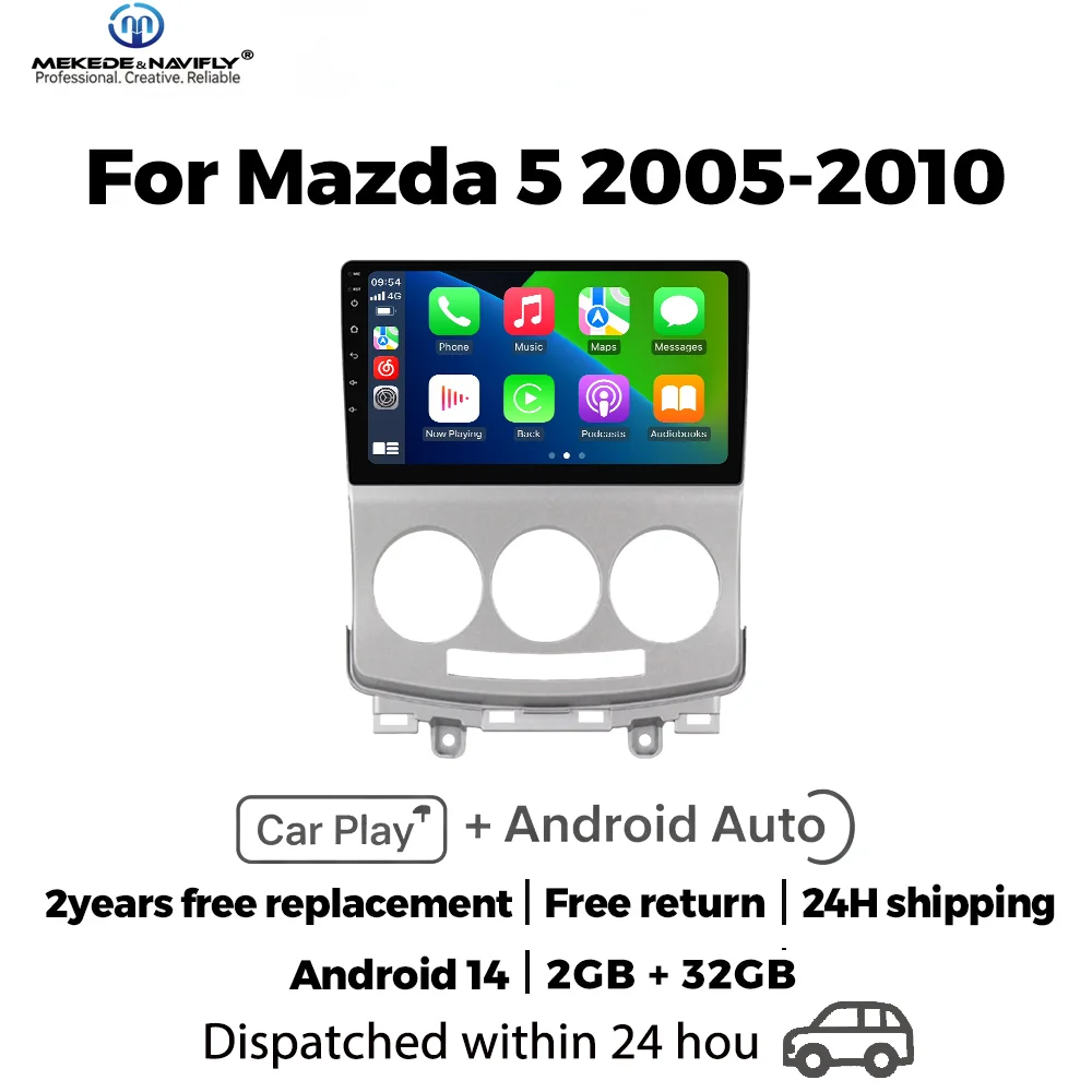 

Автомобильная интеллектуальная аудиосистема Android 14 для Mazda 5 2005-2010 с GPS-навигацией, CarPlay, 2 Din, мультимедийный видеоплеер