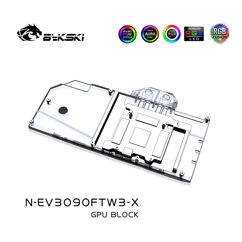 Bykski製EVGA RTX3090 3080Ti 3080 FTW3 ULTRA GAMING用カスタム水冷ブロック、フルカバークーラーGPU水冷装置