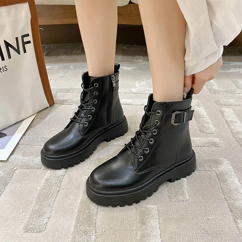 Bottes Rondes en Caoutchouc avec Fermeture Éclair pour Femme, Chaussures d'Hiver de Pluie, Grande Taille, en Cuir Noir, Rinçage Temporel, 2024