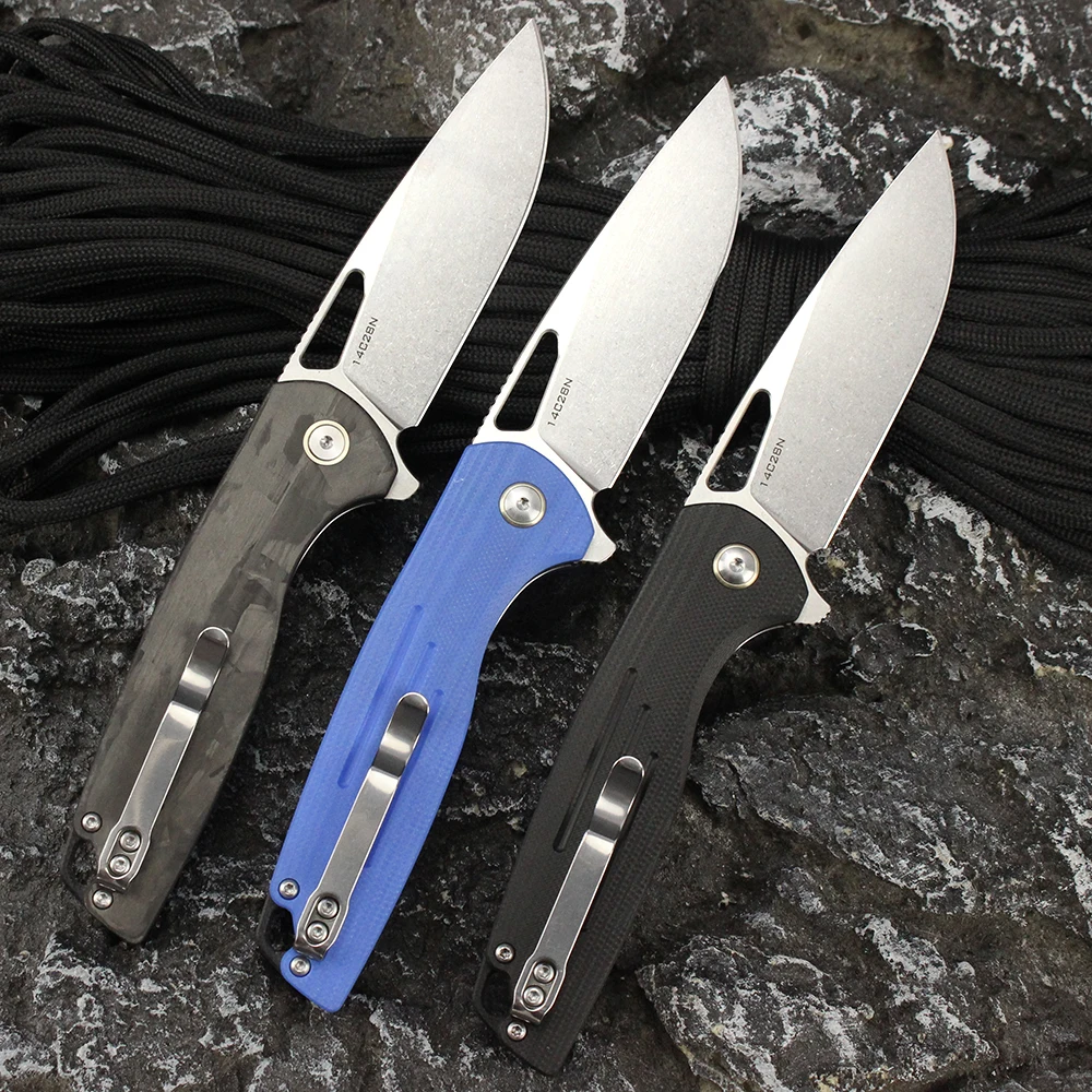 Tunafire 0045-1 Klappmesser 14C28N Stahl G10/Carbonfasergriff Taktisches Jagdmilitärmesser Outdoor EDC Taschenmesser