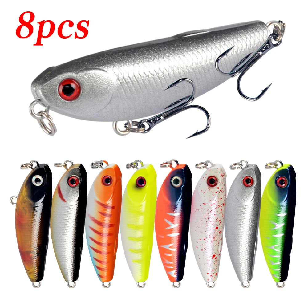 8Pcs Schwimm Bleistift Angeln Locken Top Harte Köder Köder Wobbler Künstliche Harten Köder Pesca Angelgerät