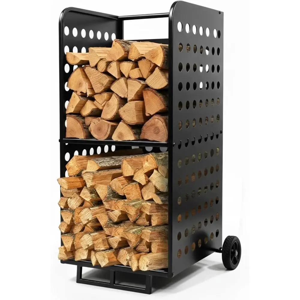 

Тележка на колесах повышенной грузоподъемности (800 фунтов), стойка для хранения бревен или для использования на открытом воздухе, для патио и гаража, всепогодная, нержавеющая, деревянная.