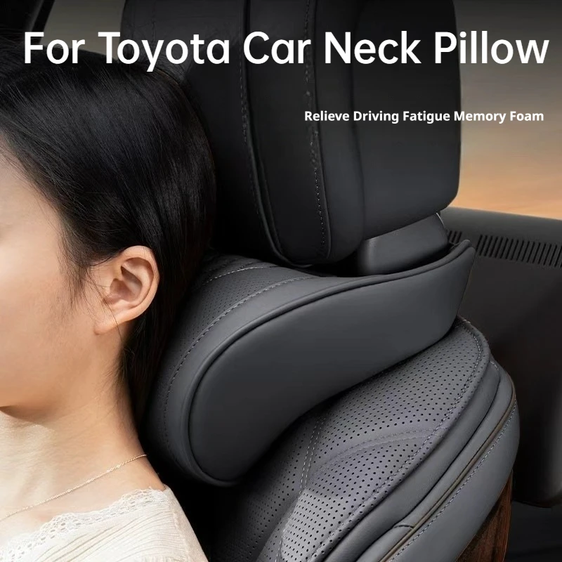 For Toyota Camry RAV4 Sienna Car Neck Pillow Memory Foam Corolla Cross Hilux Prado C-HR RAIZE Bz4x Nappa Leather Lumbar Pillow