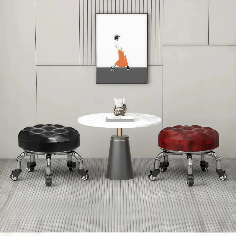 Premium Multipurpose Stool with Wheels 360° Rotating Seat Height Adjustable for Manicure Sewing Kids Baby Walking Learning Stool
