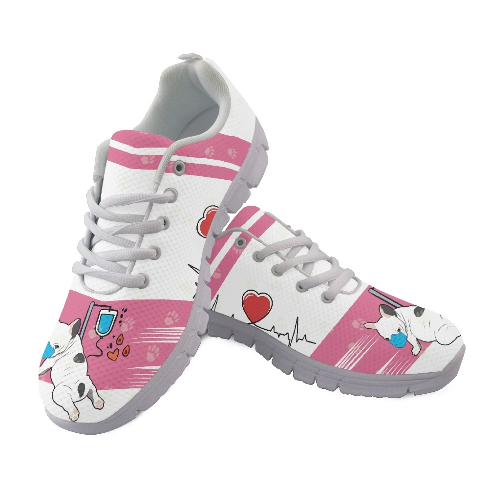 Coloranimal Breathable Low Top Athletic Trainers for Men Women, Sport Sneakers for Hiking Walking Medical Bulldog