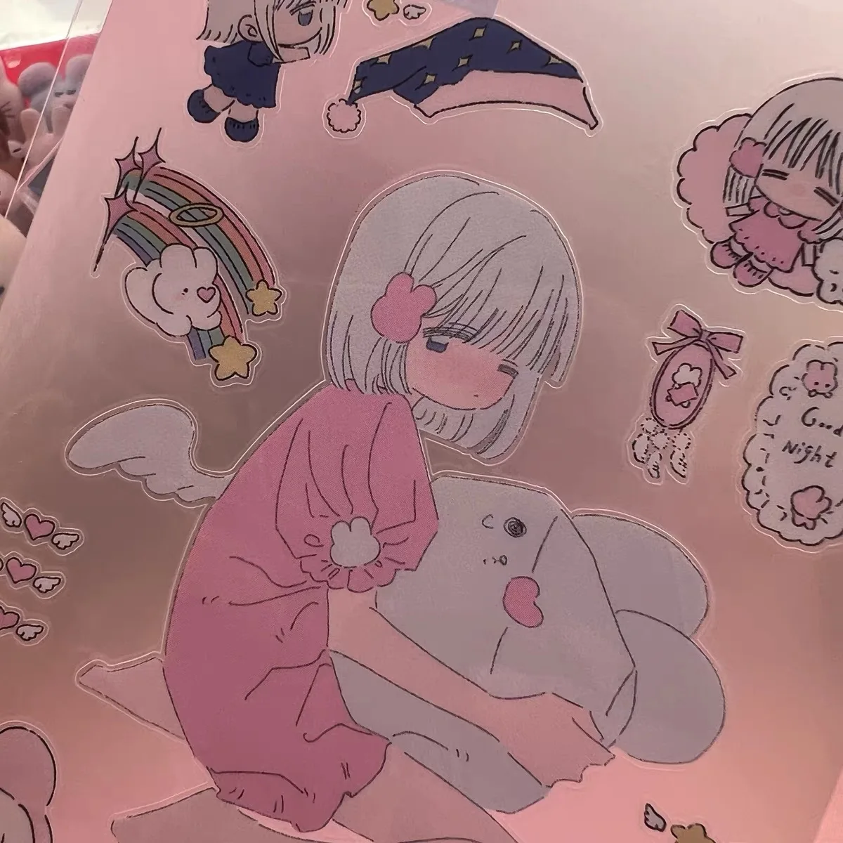 New cute pink girl sports hand account decorative sticky note stickers