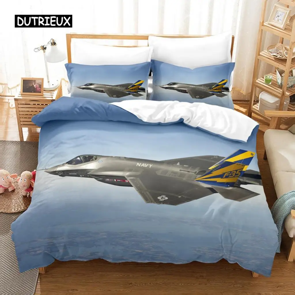 

Airplane Fighter Duvet Cover Sky Flying Fighter Bedding Set for Kids Teens Boys Modern Cool Airplane Theme Bedroom Decorations