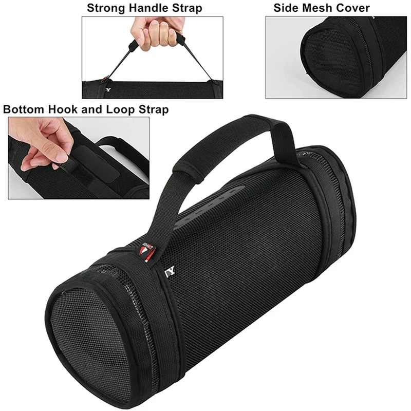 ZOPRORE Travel Carrying Cover Case for Sony SRS-XB43 Extra Bass Speaker Handle Strap with Two Side Mesh Covers for Sony SRS-XB43