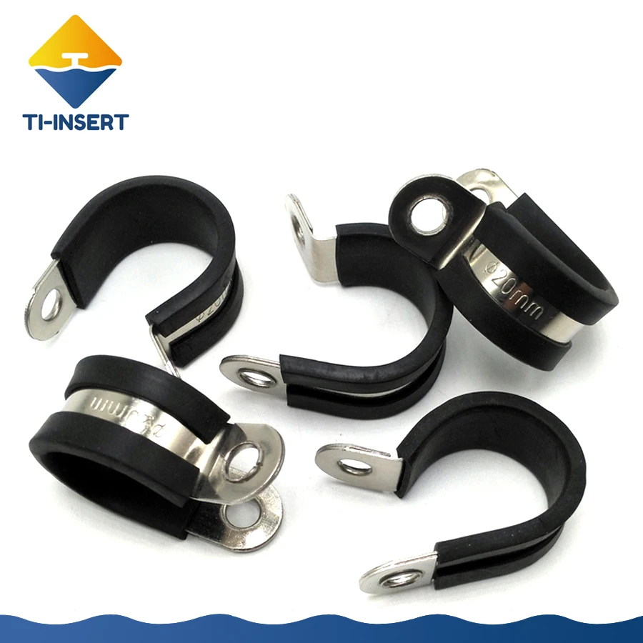 【15mm Width 】304 Stainless Steel Rubber Cushioned P-clip Pipe Clamp , C002