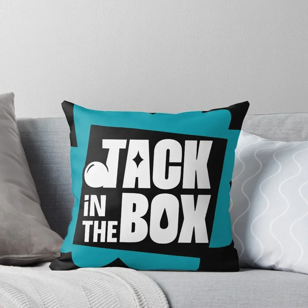 Jack in the Box Lollapalooza Festival Blue Pink Flower Black Heart Logos Pattern White Background Jhope Jung Hoseok Throw Pillow