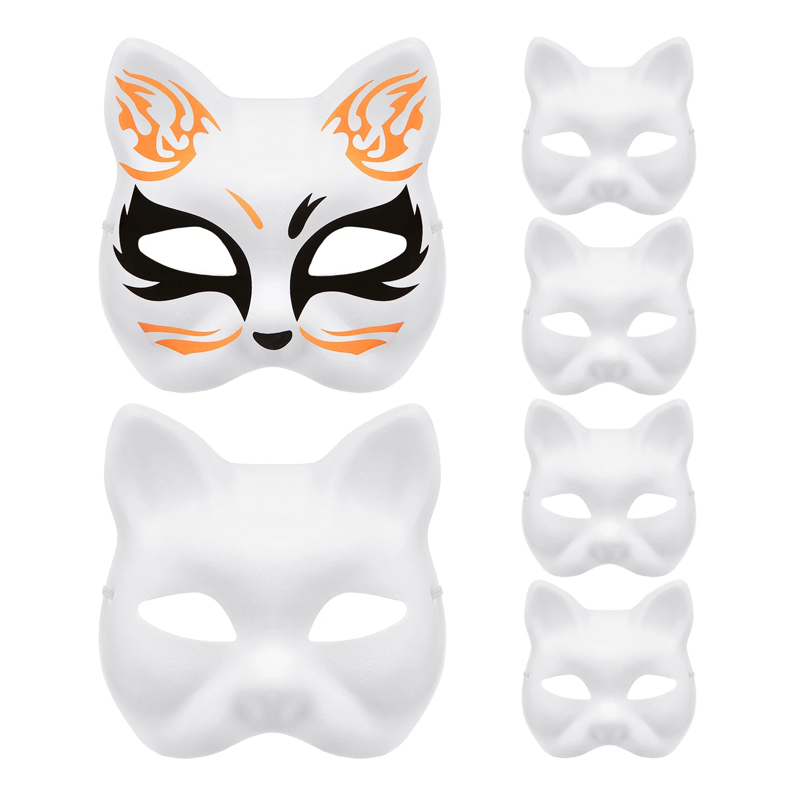 6 Pcs Blank Mask DIY Masks Halloween Cosplay Accessories White Costumes Paper Face Makeup Animal Design