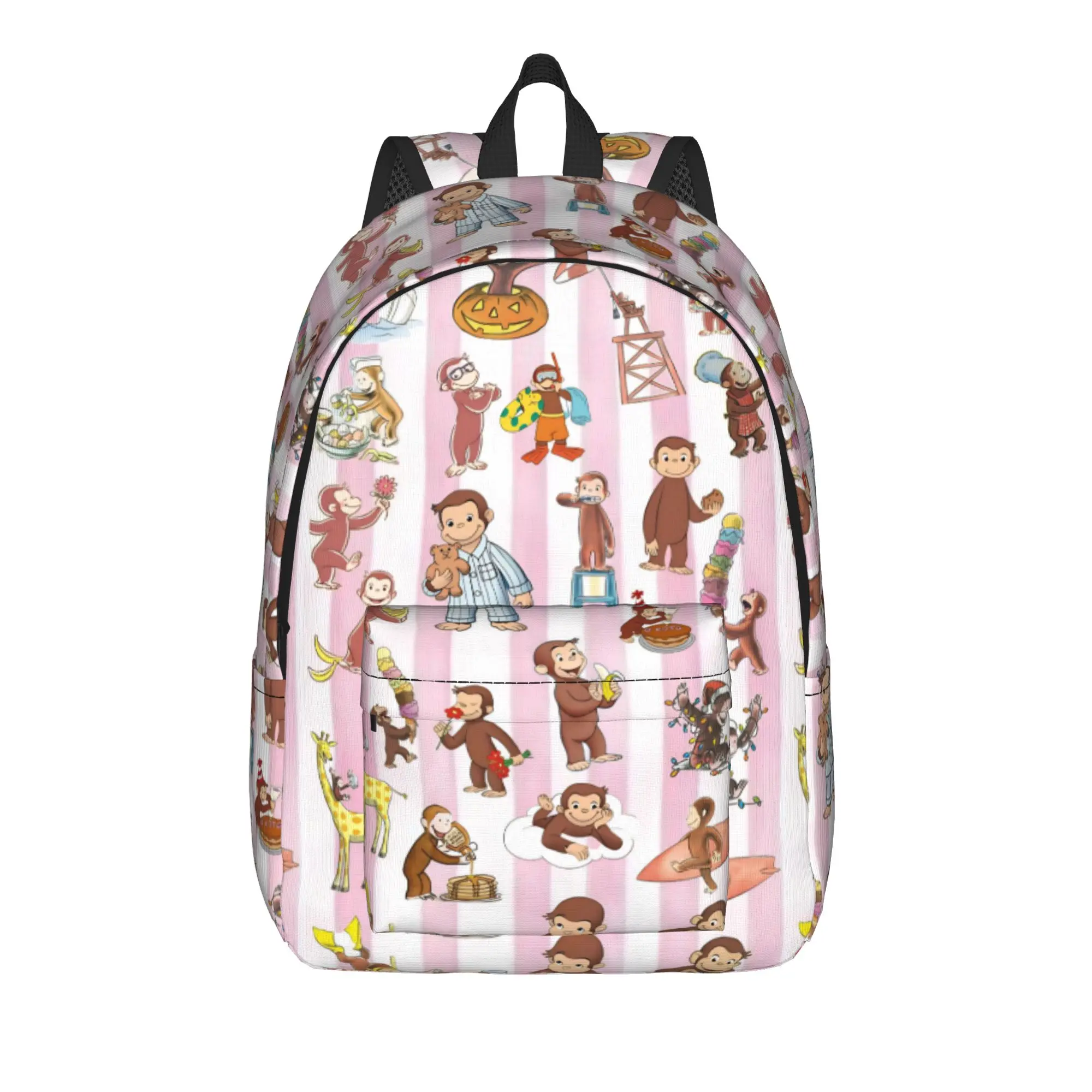 Adorable Curious George Character(1) Backpack  Modern Backpacks Boy Girl Workout Breathable School Bags Design Rucksack