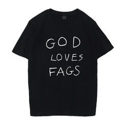 Men's and women's short-sleeved pure cotton round neck T-shirt shameless God loves gays American TV series design loose matching