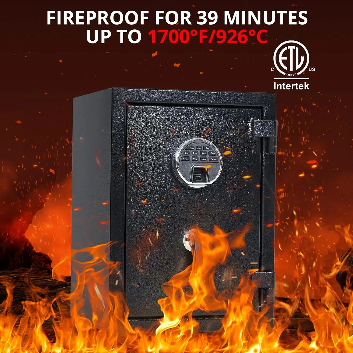 2 Cubic Feet Fireproof Home Safe Box, Large Steel Safe with Digital Lock for Cash Jewelry Home Firearm Medicine Valuables