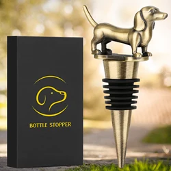 LKKCHER Dachshund Dog Wine Bottle Stopper Sausage Dog Pet Personalized Gifts Set for Dog Lovers Home Bar Decoration Accessories