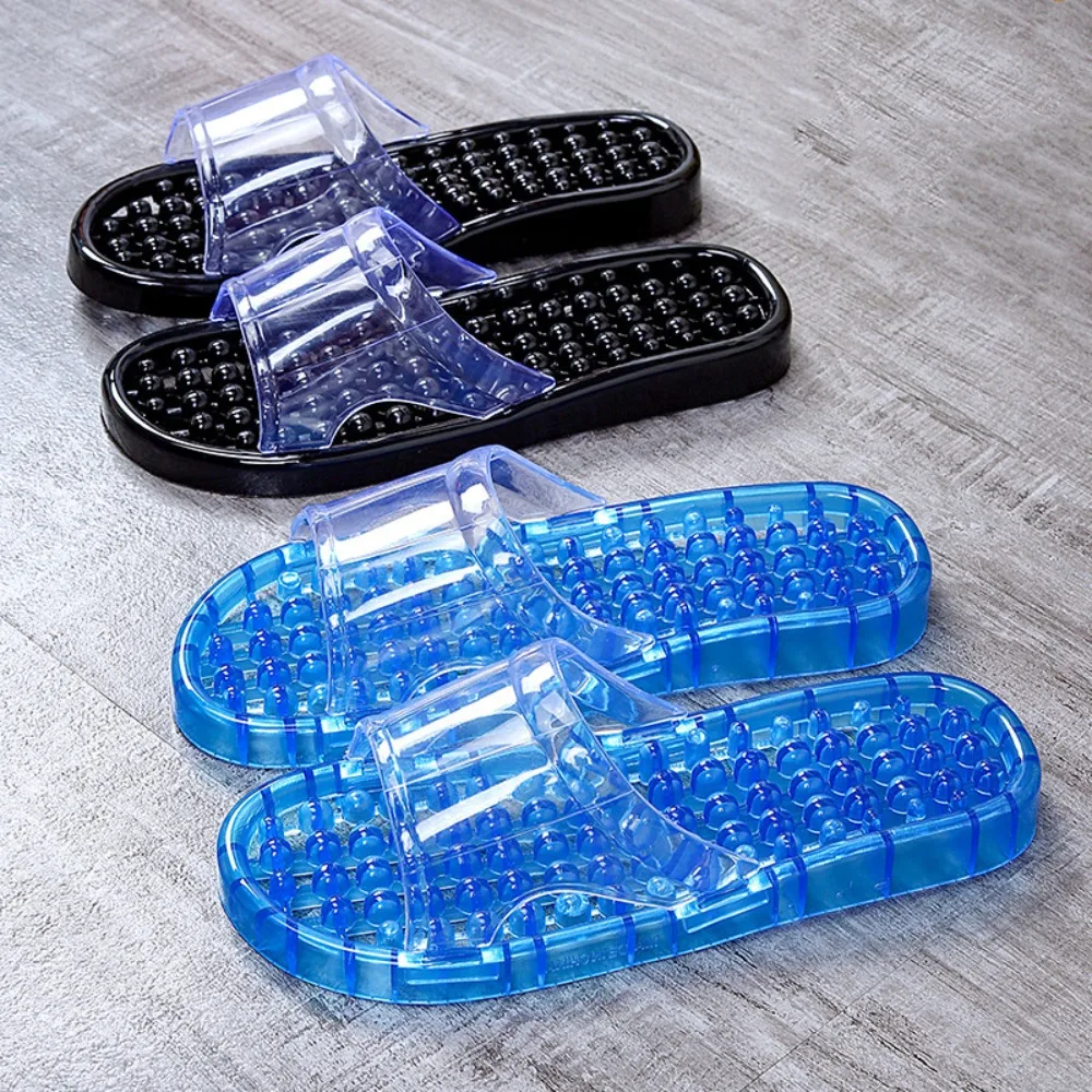 

Simple Solid Thick Massage Slippers Transparent Open-toe Platform Flip Flops Anti Slip Beachwear Indoor Slides Sandals Couple