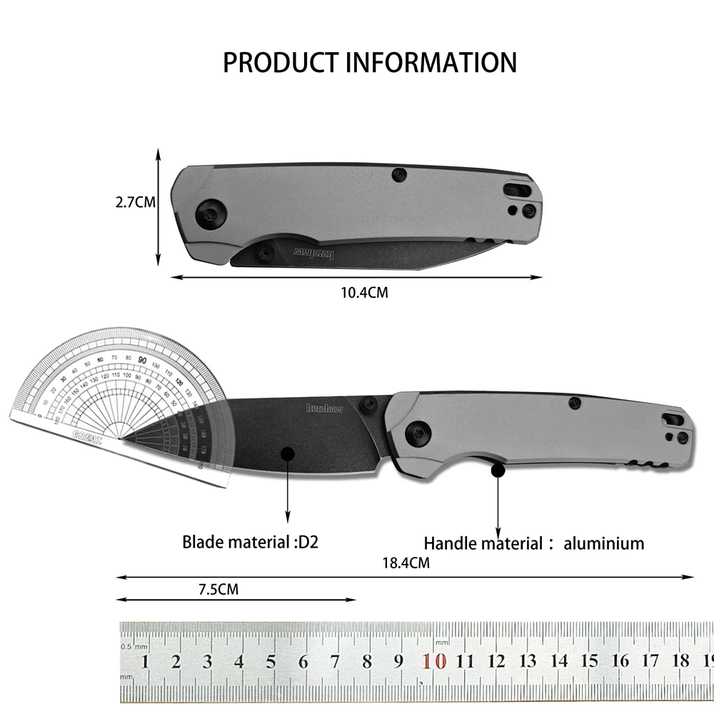 KS 6105 BLK KVT Folding Knife CPM MagnaCut PVD Blade Anodized Aluminum Handle Bushcraft Knife Tactical Multifunction EDC Tool