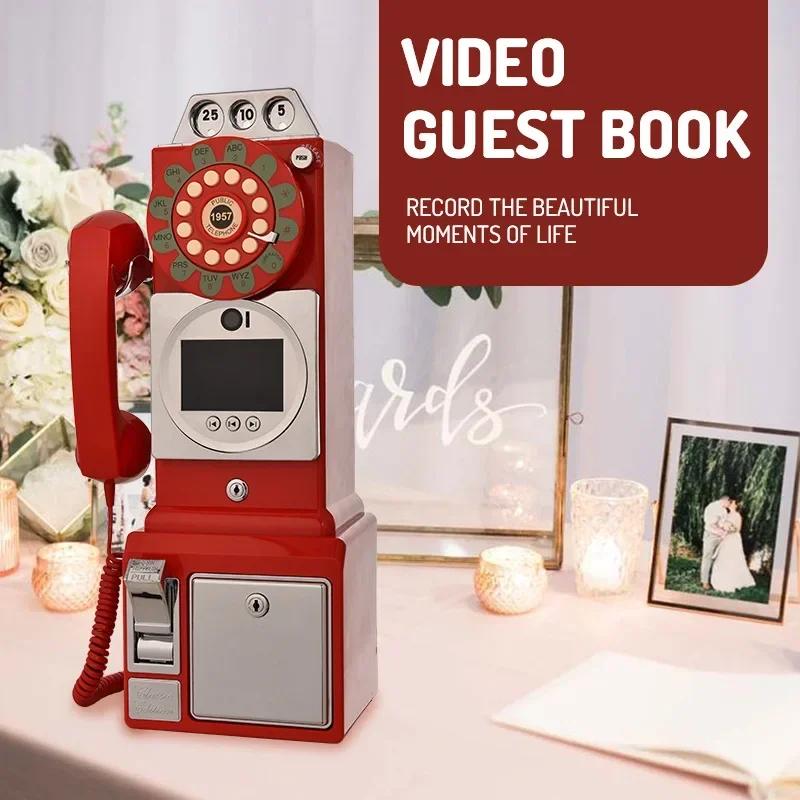 2024 New Arrival Retro Wedding Video Guest Message Book Retro Video Sign-in Machine Antique Telephone Video Blessing Telephone