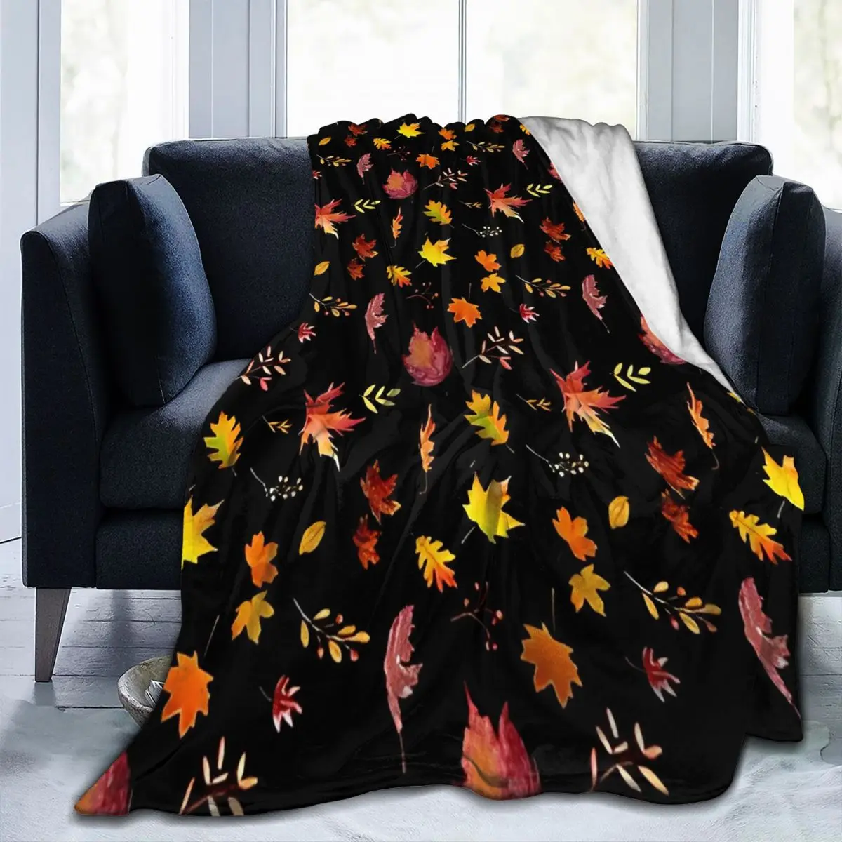 

Autumn Mood Fall Leaves Blanket Flannel All Season Portable Lightweight Thin Throw Blankets for Bedding Bedroom Bedspread