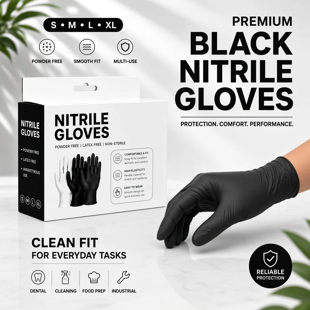 20/30PCS Black Nitrile Gloves Disposable Powder Free Latex Free Food Handling Cooking Kitchen Restaurant Catering Food Prep