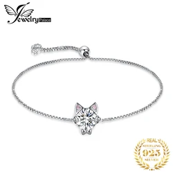 JewelryPalace New Arrival Love Cat 1.7ct Round Gemstone 925 Sterling Silver Adjustable Link Bracelet for Woman Fine Jewelry Gift