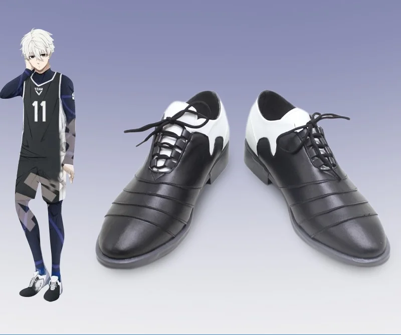 Anime Lock Cosplay Boots, Sapatos pretos Reo Mikage para homens, Halloween e Carnaval, Custom Made