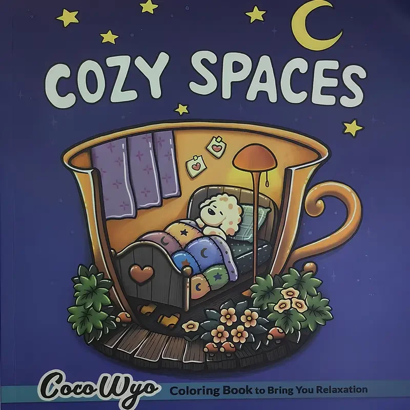 1pc Cozy Spaces Coloring Book, 50 Pages with Various Comfortable Space Scenes, Stress-Relief Gift, Relaxation Gift, Birthday