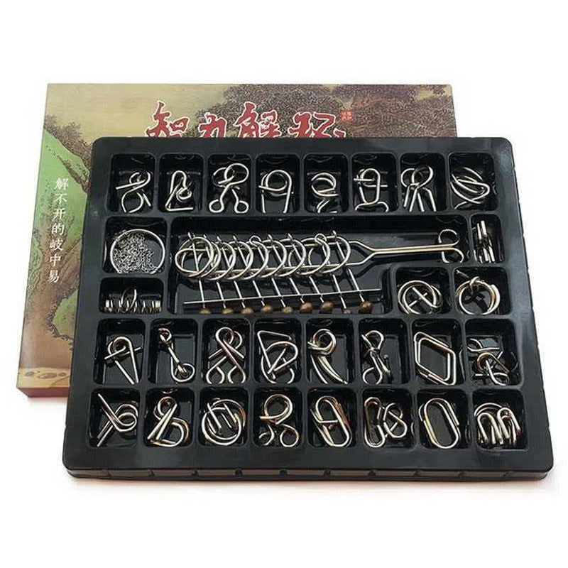 

Classical Difficulty Metal Wire Brain Teaser Solution Nine Ring Puzzle IQ Test Problem Solving Toys For Adults Kids Boys Girls