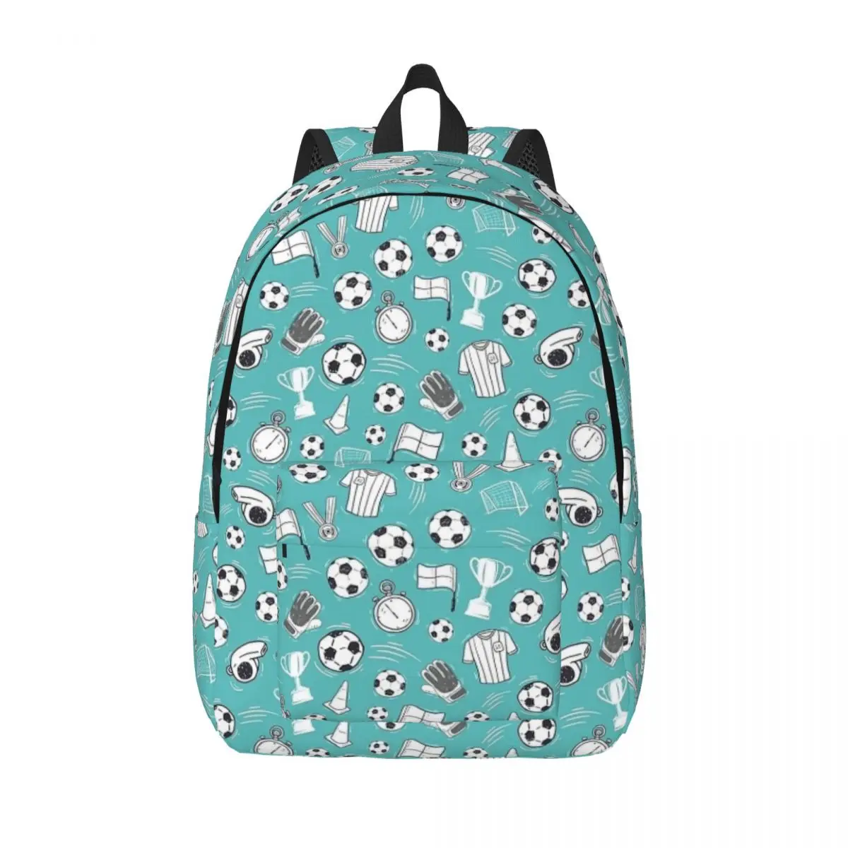 Soccer Football Pattern Backpack Elementary High College School Student Sports Bookbag Teens Canvas Daypack Hiking