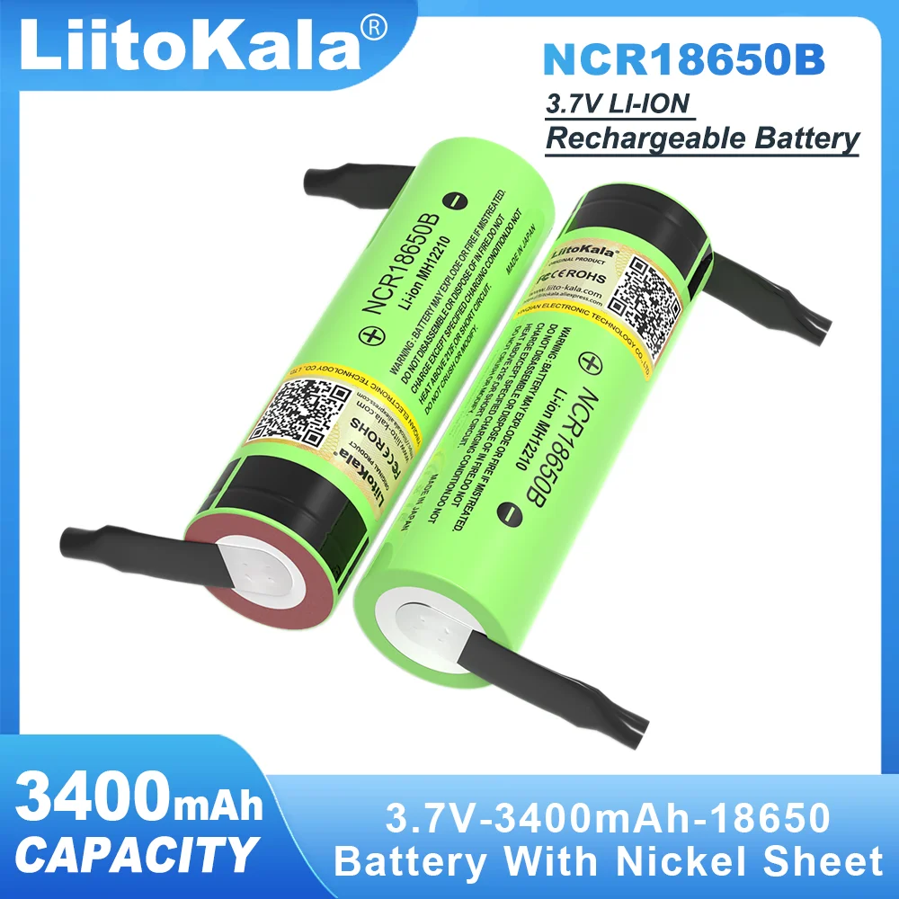 LiitoKala Oryginalny akumulator litowy NCR18650B 3,7 V 3400 mAh 18650 z bateriami niklowymi