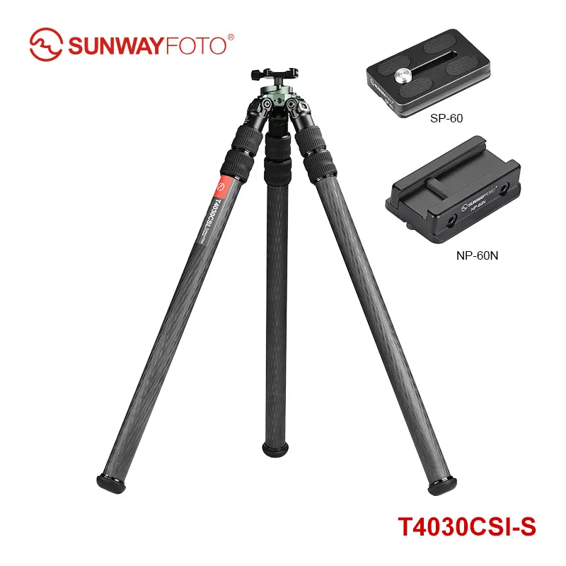Sunwayfoto T4030csi, 68 "Hoge Omgekeerde Poot Serie Koolstofvezel Statief Met 38Mm Arca Balkop, 40Mm Buizen 3 Sectie