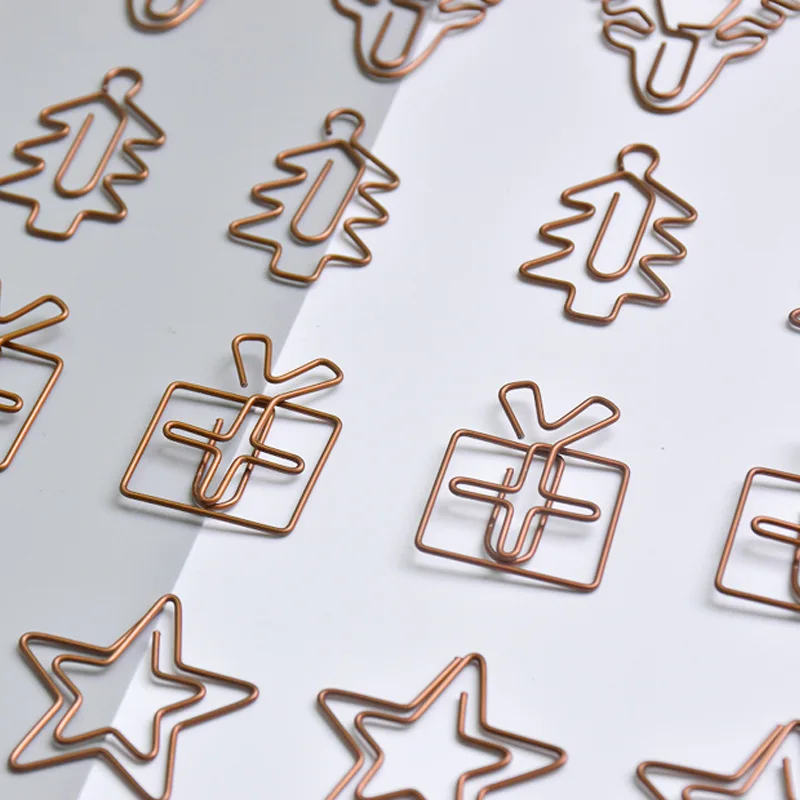 20 шт., металлические зажимы в стиле ретро, мини-рождественская елка, скрепка для бумаг, закладка, переплет для книг, декор для блокнота, канцелярские принадлежности, школьные переплетные принадлежности