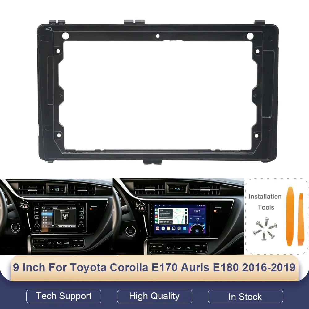 9 Inch Car Stereo Fascia For Toyota Corolla E170 Auris E180 2016-2019 Plug Play Dash Kit Frame With Harness