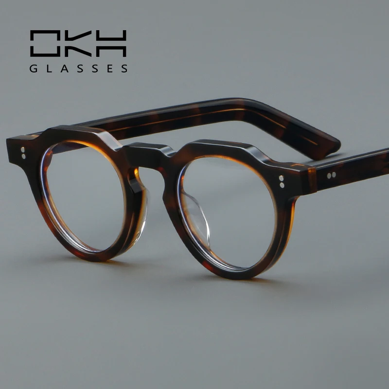 

OKH High Quality Acetate Glasses Vintage Round Men Optical Prescription Eyeglasses Frame Women Korea Luxury Brand Eyewear B47